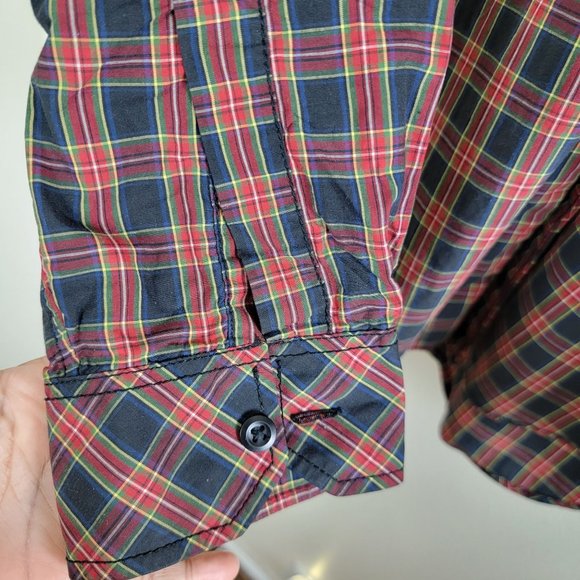 Tommy Hilfiger Men’s Red Plaid Trim Fit Casual Shirt Hilfiger logo size S - Picture 8 of 9